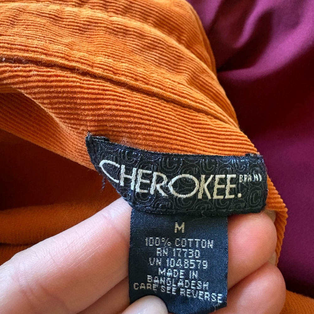 Vintage Cherokee Corduroy Burnt Orange Button Up Shirt - Picture 3 of 4